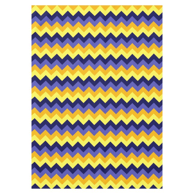 Blue Yellow Gold Chevrons Medium Tablecloth (Front)