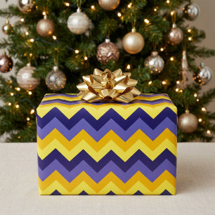 Blue Yellow Gold Chevrons Wrapping Paper