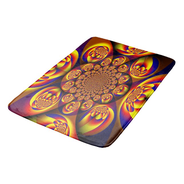 Blue, Yellow, Gold Mini Spheres Bath Mat (Angled)