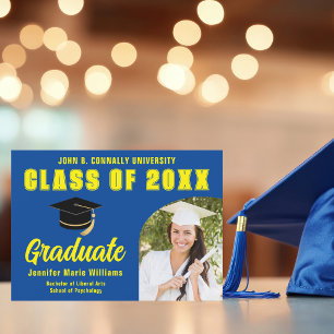 Blue Yellow Graduate Photo 2025 Graduation Party Invitation