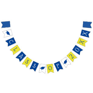 Blue Yellow Graduation Bunting Flags