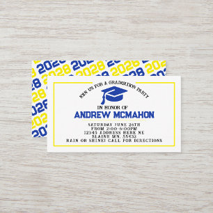 Blue Yellow Graduation Invite Announcement Insert