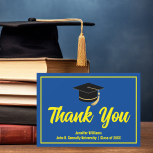 Blue Yellow Graduation Personalized 2026 Graduate Thank You Card