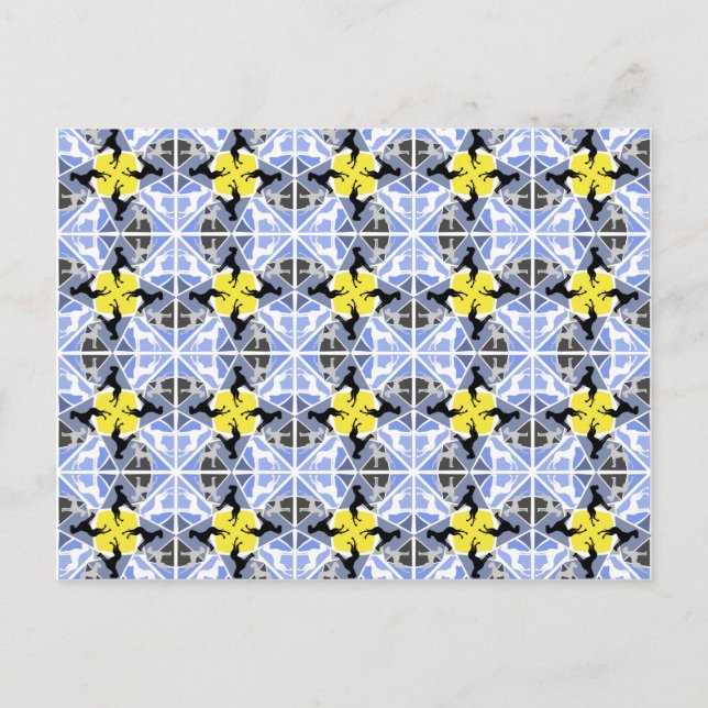 Blue yellow Great Danes Postcard (Front)