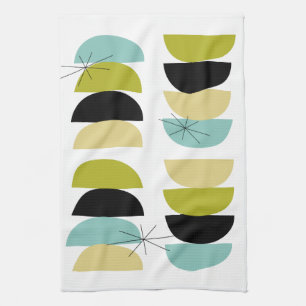 Blue Yellow Green Black Geometric Scandinavian Kitchen Towel
