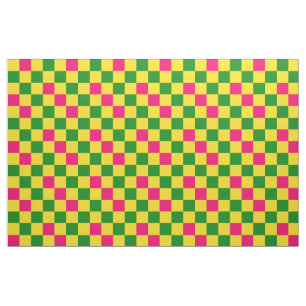 Blue Yellow Green Checkered Pattern Design  Fabric