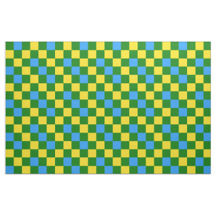 Blue Yellow Green Chequered Pattern Design  Fabric