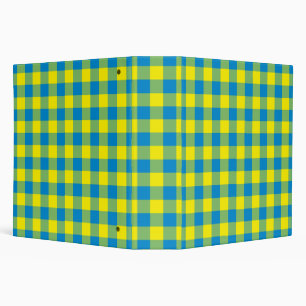 Blue Yellow Green Plaid Chequered Pattern Binder