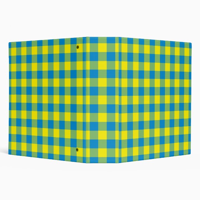 Blue Yellow Green Plaid Chequered Pattern Binder (Background)