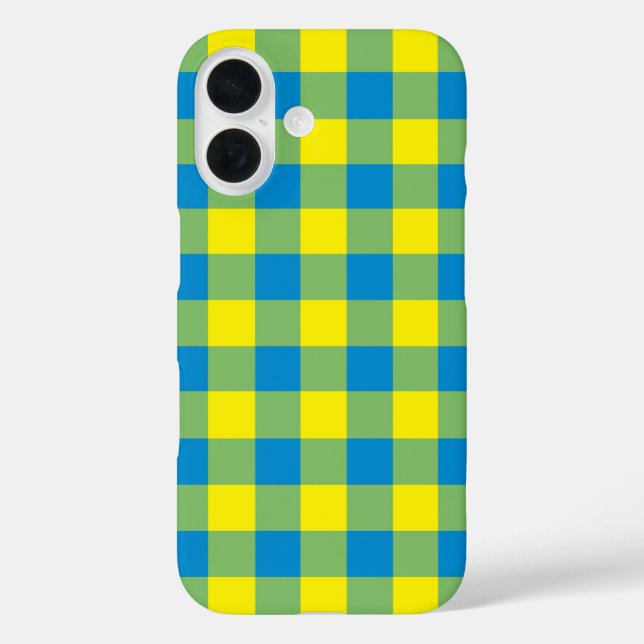 Blue Yellow Green Plaid Chequered Pattern Case-Mate iPhone Case (Back)