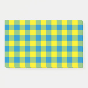 Blue Yellow Green Plaid Chequered Pattern Post-it Notes