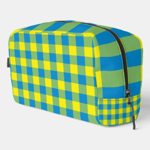 Blue Yellow Green Plaid Chequered Pattern Toiletry Dopp Kit