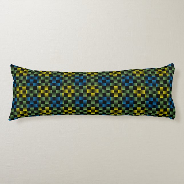 Blue Yellow Green Plaid Chequered Weave Pattern Body Pillow (Front)