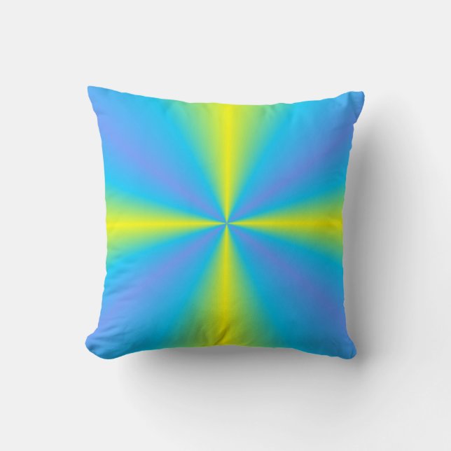 blue yellow green rainbow throw pillow (Front)