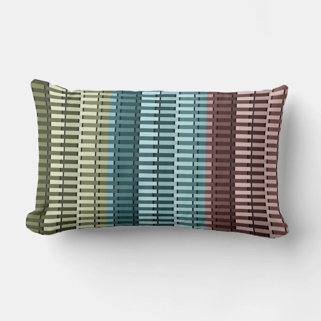 Blue Yellow Green Red Stylish Modern Chic Pattern Lumbar Pillow (Front)
