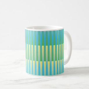 Blue Yellow Green Striped Pattern Coffee Mug