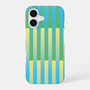Blue Yellow Green Striped Pattern iPhone 16 Case