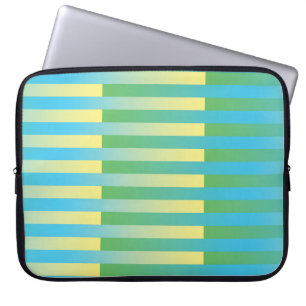 Blue Yellow Green Striped Pattern Laptop Sleeve