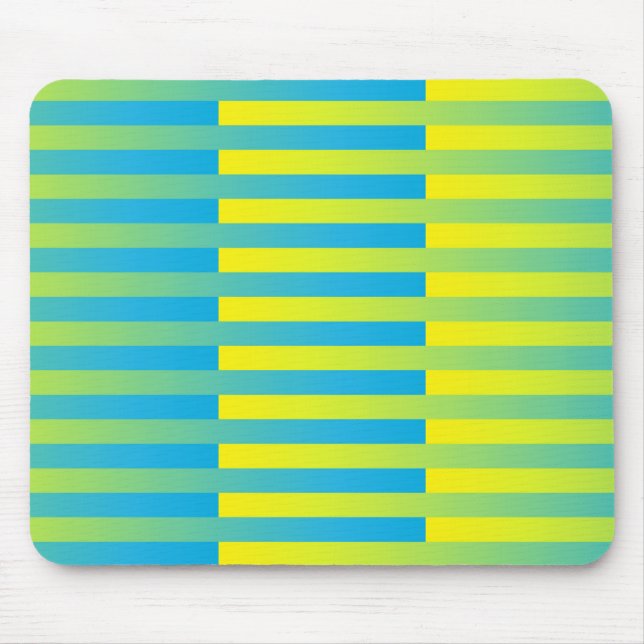 Blue Yellow Green Striped Pattern Mouse Pad (Front)