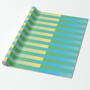 Blue Yellow Green Striped Pattern Wrapping Paper