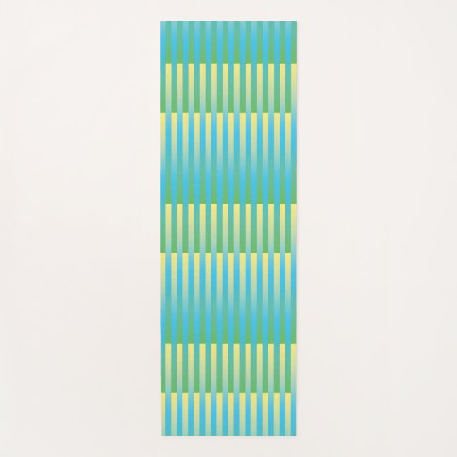 Blue Yellow Green Striped Pattern  Yoga Mat (Front)
