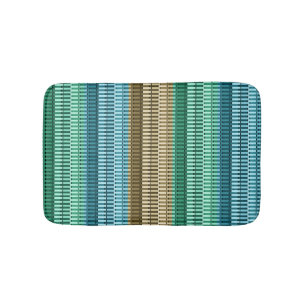 Blue Yellow Green Stylish Modern Abstract Pattern Bath Mat