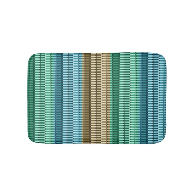 Blue Yellow Green Stylish Modern Abstract Pattern Bath Mat (Front)