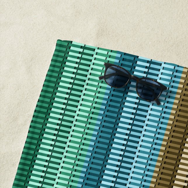 Blue Yellow Green Stylish Modern Pattern  Beach Towel (In Situ)