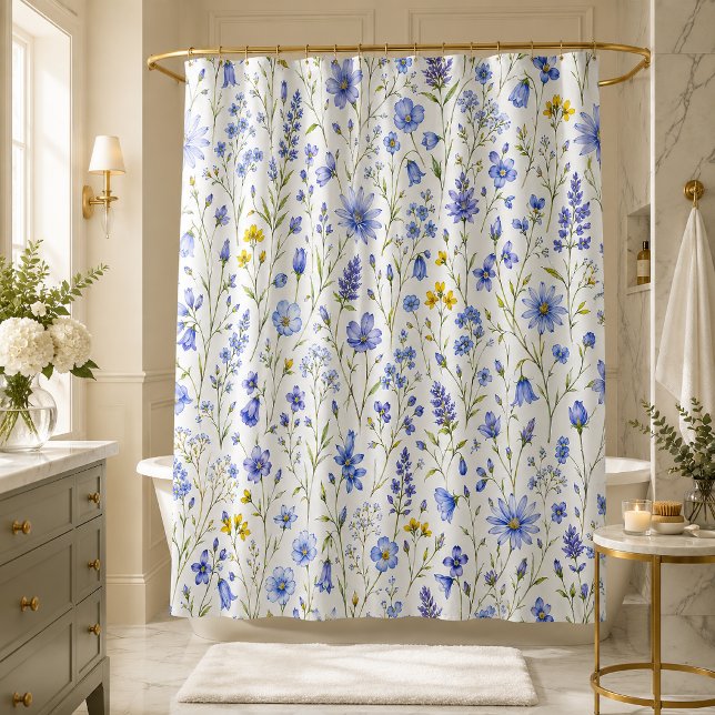 Blue Yellow Green Watercolor Wildflower Pattern (Creator Uploaded)