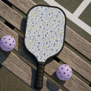 Blue Yellow Green Watercolor Wildflower Pattern Pickleball Paddle