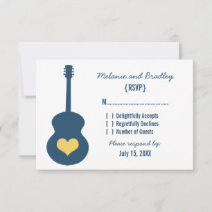 Blue/Yellow Guitar Heart Response Card