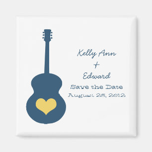 Blue/Yellow Guitar Heart Save the Date Magnet