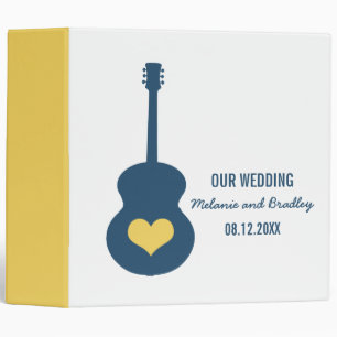 Blue/Yellow Guitar Heart Wedding Binder