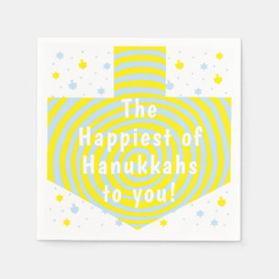 Blue Yellow Hanukkah Swirl Dreidel Napkin