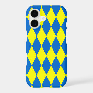 Blue Yellow Harlequin Checkered Design