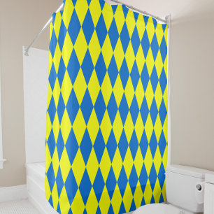 Blue Yellow Harlequin Checkered Design 