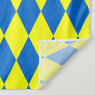 Blue Yellow Harlequin Checkered Design Fabric