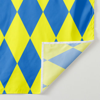 Blue Yellow Harlequin Checkered Design Fabric