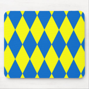Blue Yellow Harlequin Checkered Design Mouse Pad
