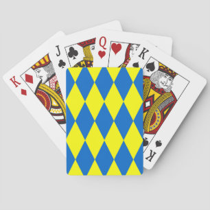 Blue Yellow Harlequin Checkered Design  Playing Cards