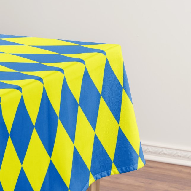 Blue Yellow Harlequin Checkered Design  Tablecloth (Creator Uploaded)