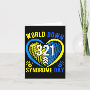 Blue Yellow Heart 21 World Down Syndrome Awareness Card