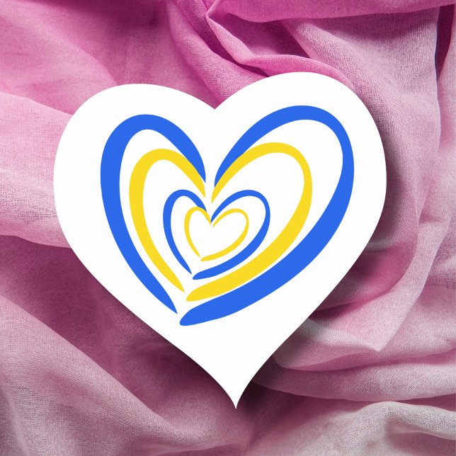 Blue Yellow Heart Love and Peace Ukraine Inspired Heart Sticker (Creator Uploaded)