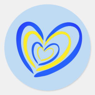 Blue Yellow Heart Peace No War Ukraine Inspiration Classic Round Sticker