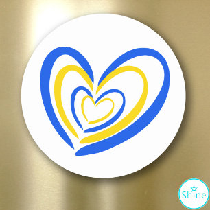 Blue Yellow Heart Ukraine Inspired Peace Anti War Classic Round Sticker