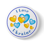 Blue Yellow Hearts I Love Ukraine Button