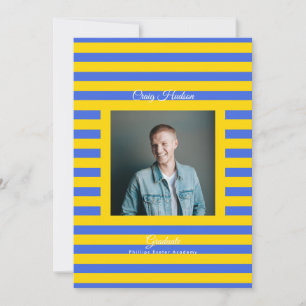 Blue Yellow High School Grad Announcement Card
