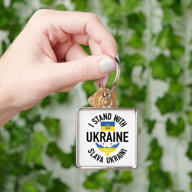 BLUE & YELLOW I STAND WITH UKRAINE KEYCHAIN (Hand)