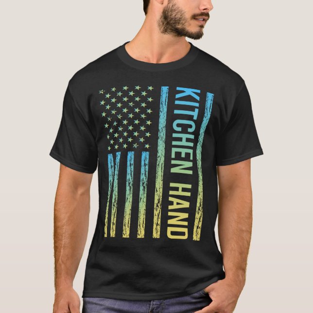 Blue Yellow Kitchen Hand T-Shirt (Front)