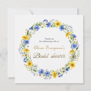 Blue Yellow Lavender Wildflower Wreath Thank You Card